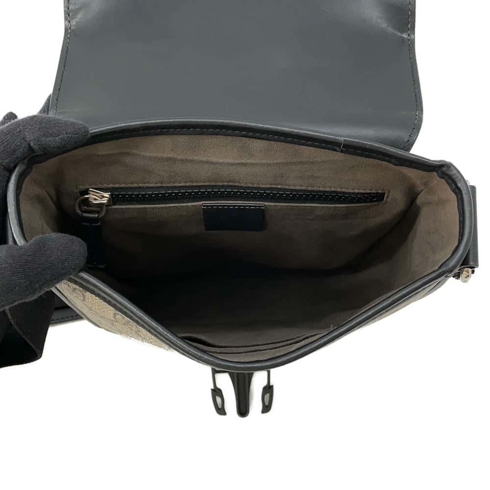 GUCCI Messenger bag Black/Beige473877 GG SupremeCanvas Leather