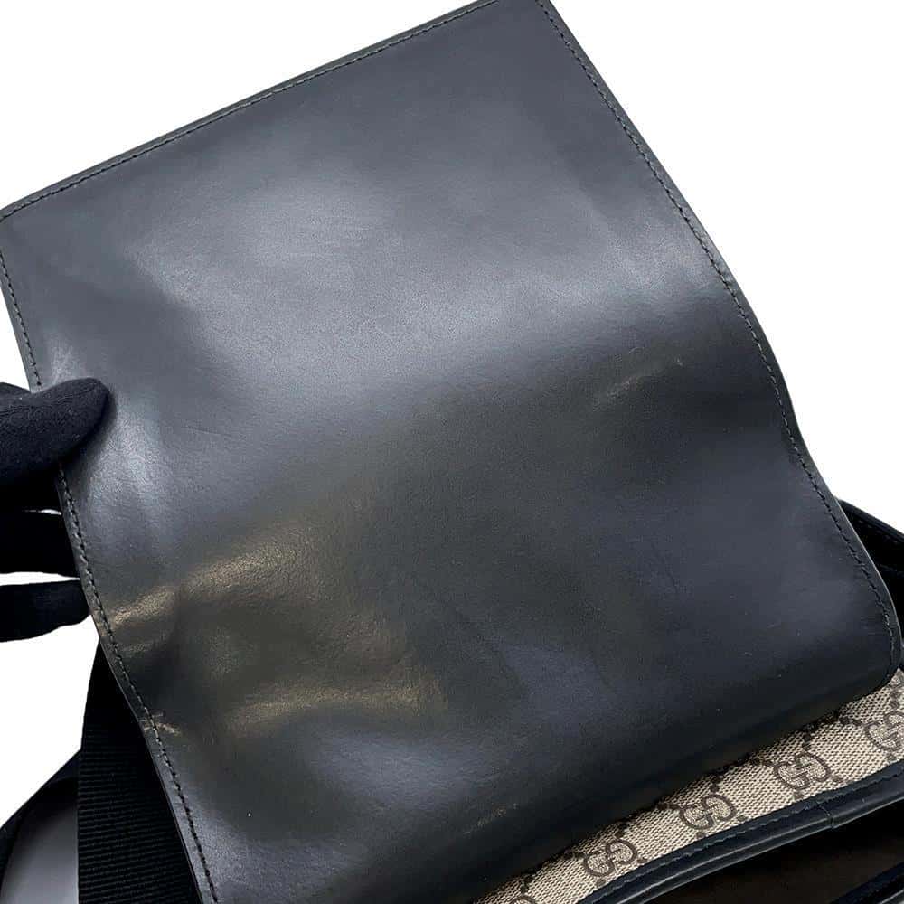 GUCCI Messenger bag Black/Beige473877 GG SupremeCanvas Leather