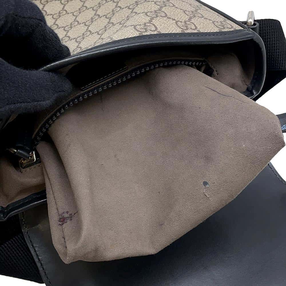 GUCCI Messenger bag Black/Beige473877 GG SupremeCanvas Leather