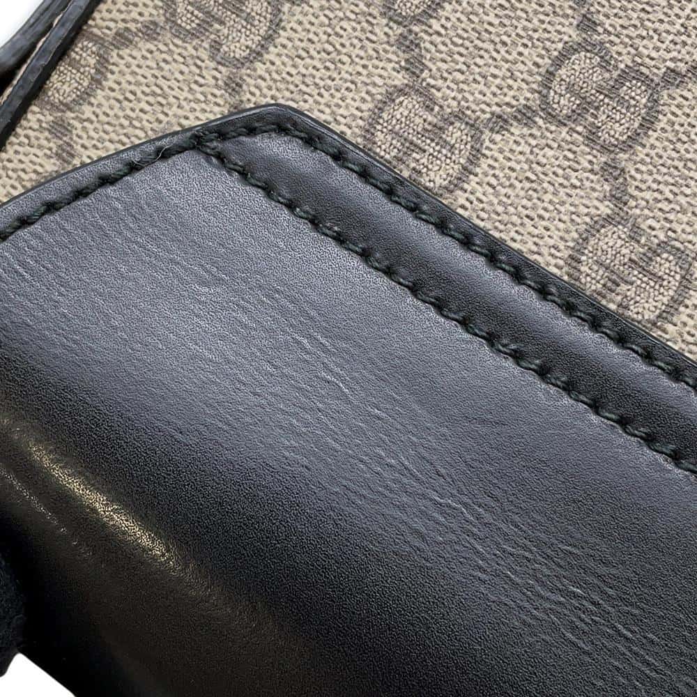 GUCCI Messenger bag Black/Beige473877 GG SupremeCanvas Leather