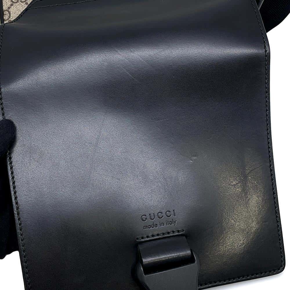 GUCCI Messenger bag Black/Beige473877 GG SupremeCanvas Leather