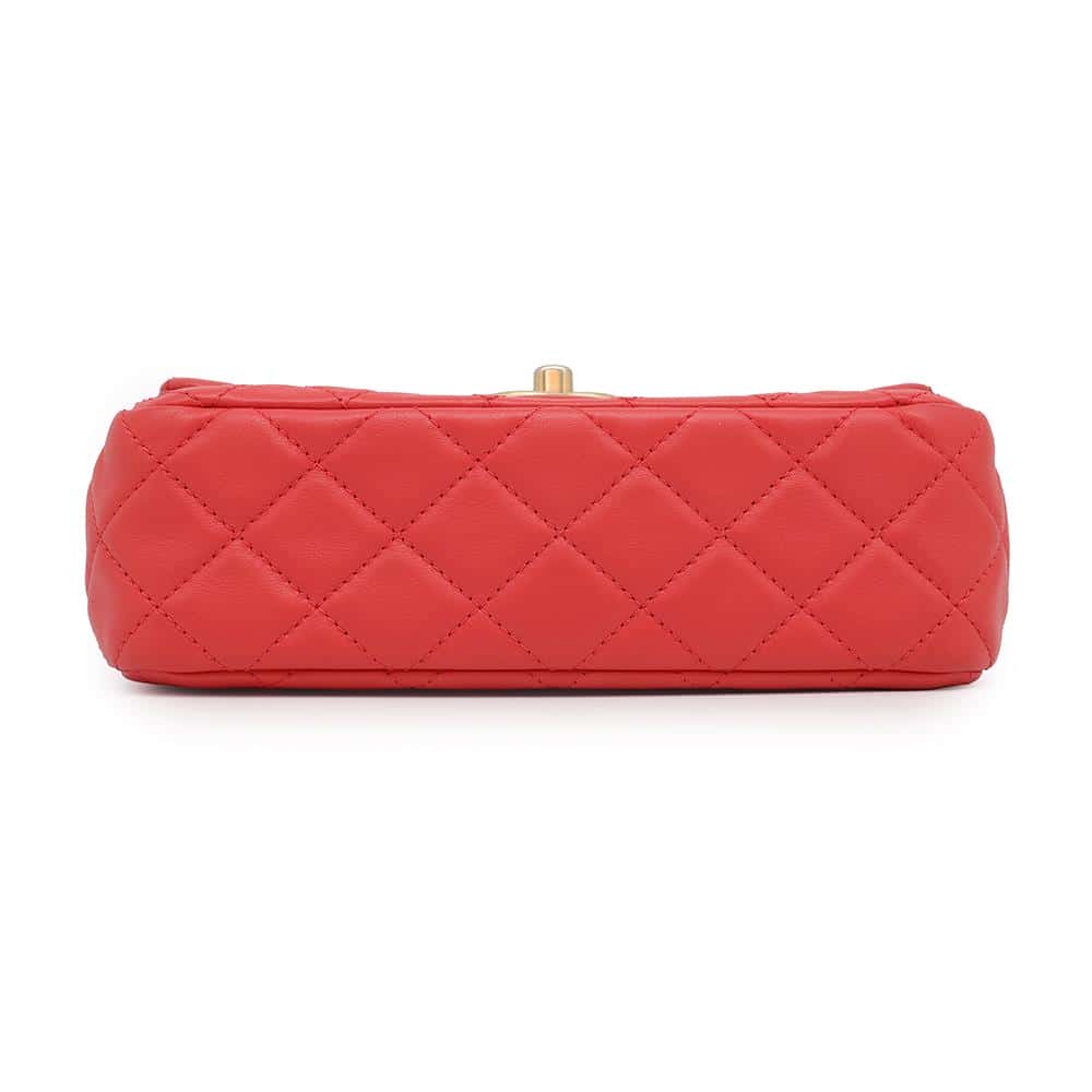 CHANEL Matelasse Single Flap ChainShoulder Bag RedAS2380 Lambskin