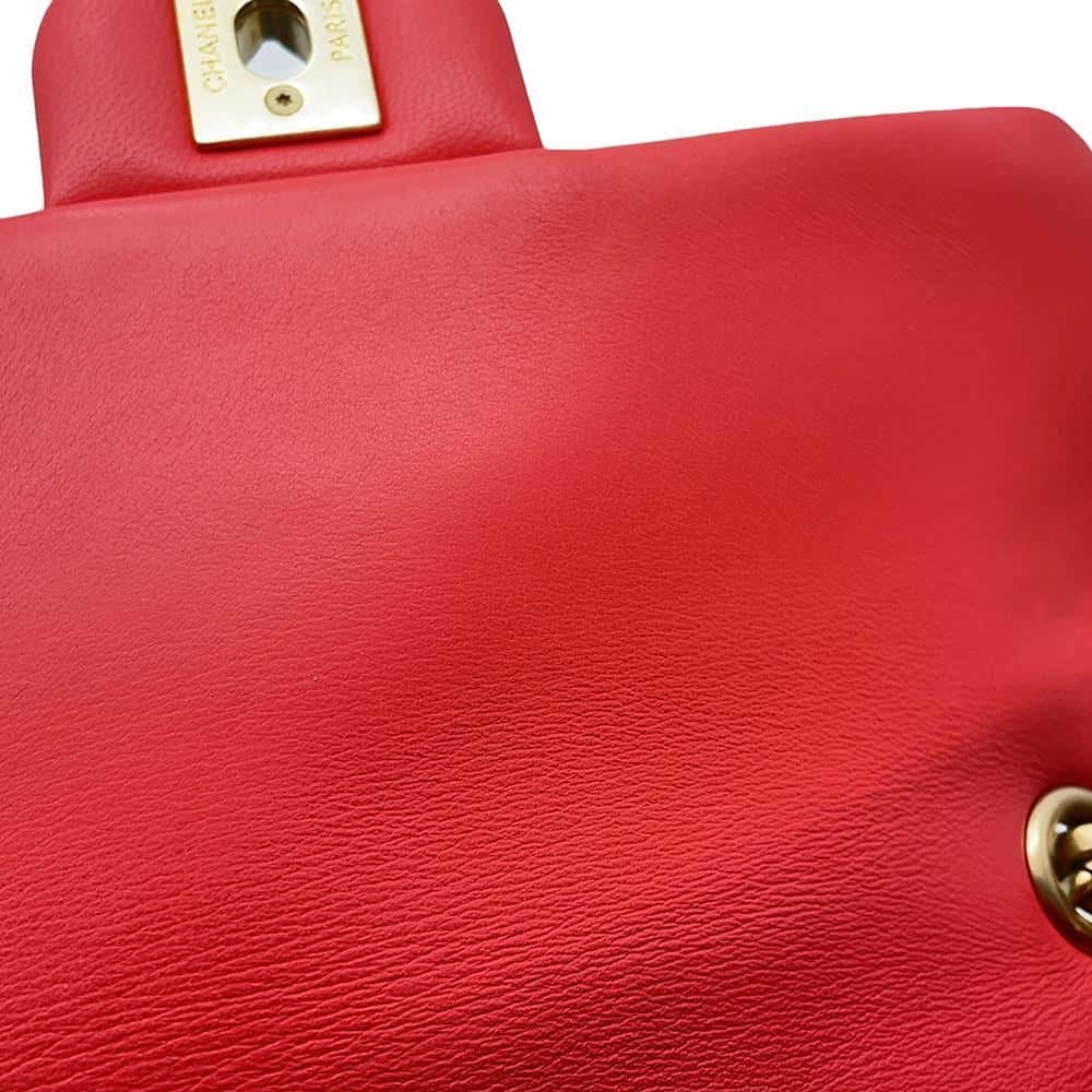 CHANEL Matelasse Single Flap ChainShoulder Bag RedAS2380 Lambskin