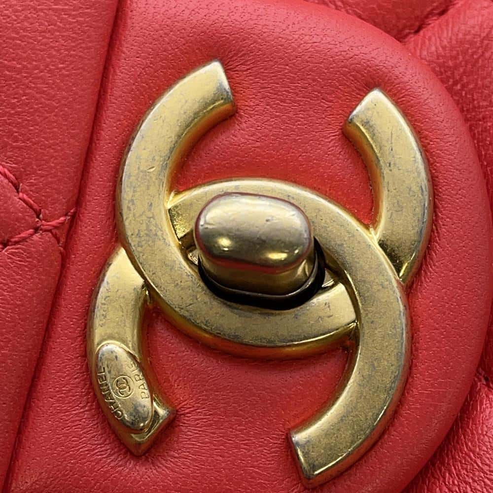 CHANEL Matelasse Single Flap ChainShoulder Bag RedAS2380 Lambskin