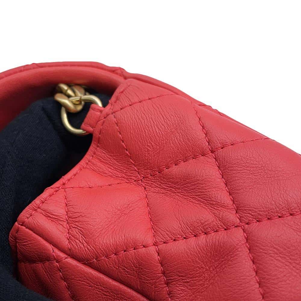 CHANEL Matelasse Single Flap ChainShoulder Bag RedAS2380 Lambskin