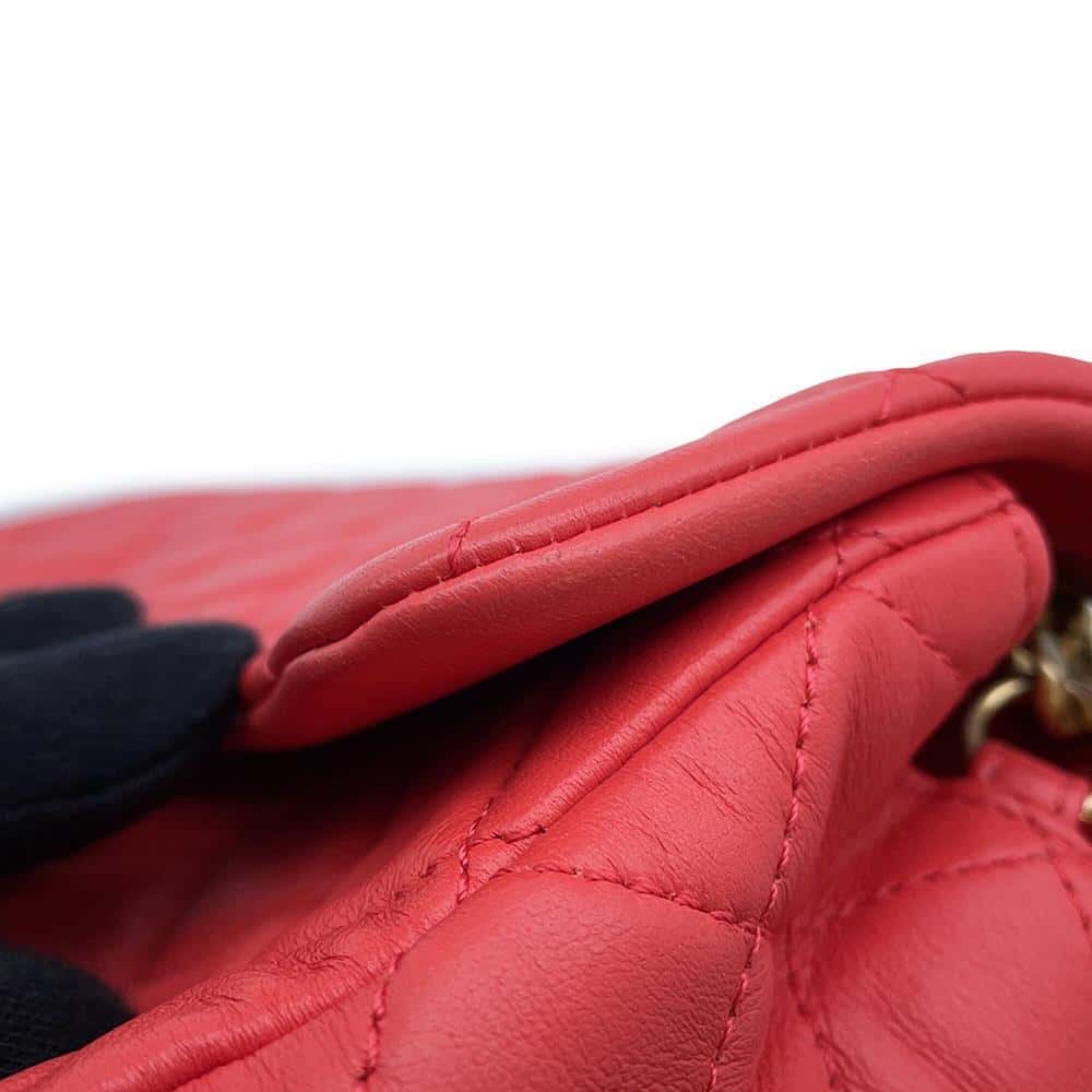 CHANEL Matelasse Single Flap ChainShoulder Bag RedAS2380 Lambskin
