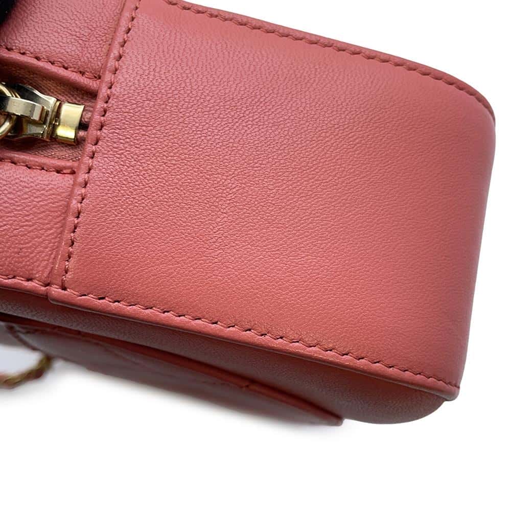 CHANEL Matelasse Camera Shoulder Bag Pink Lambskin
