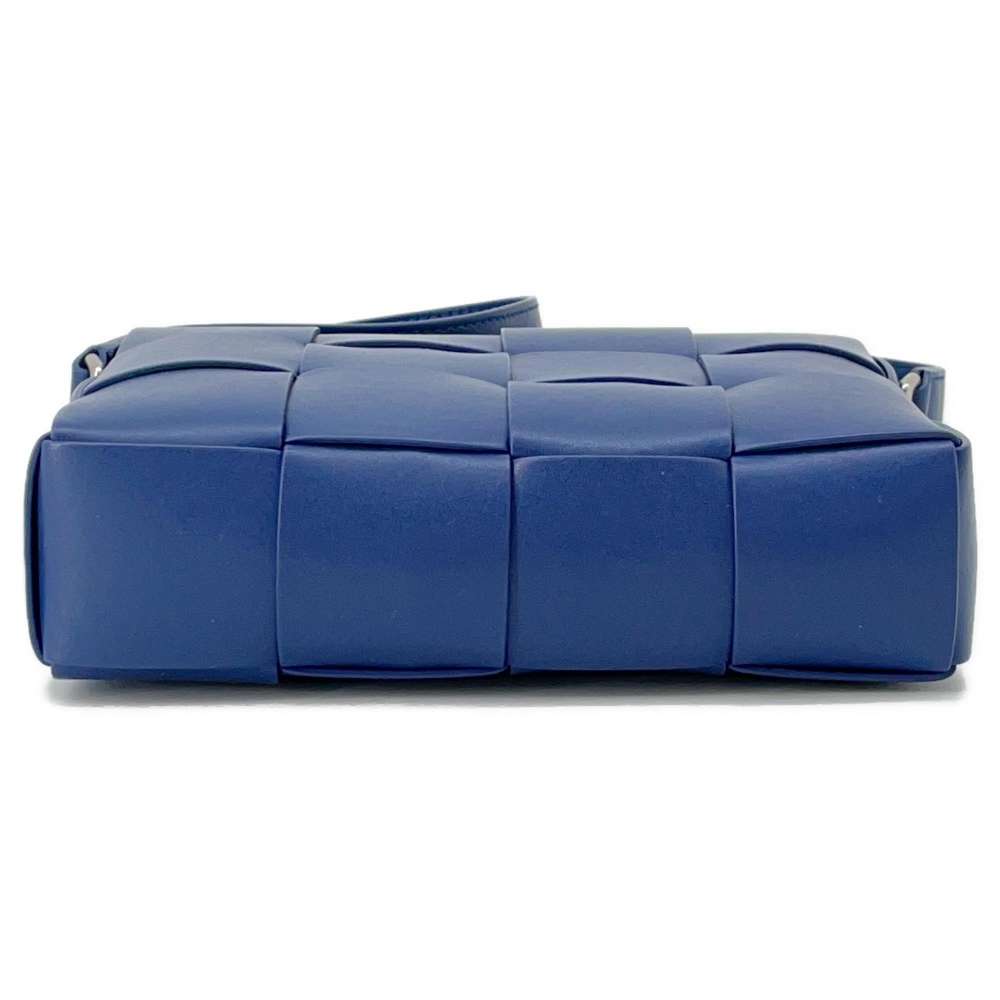 Bottega Veneta INTRECCIATO Cassette Shoulder Bag Blue Leather