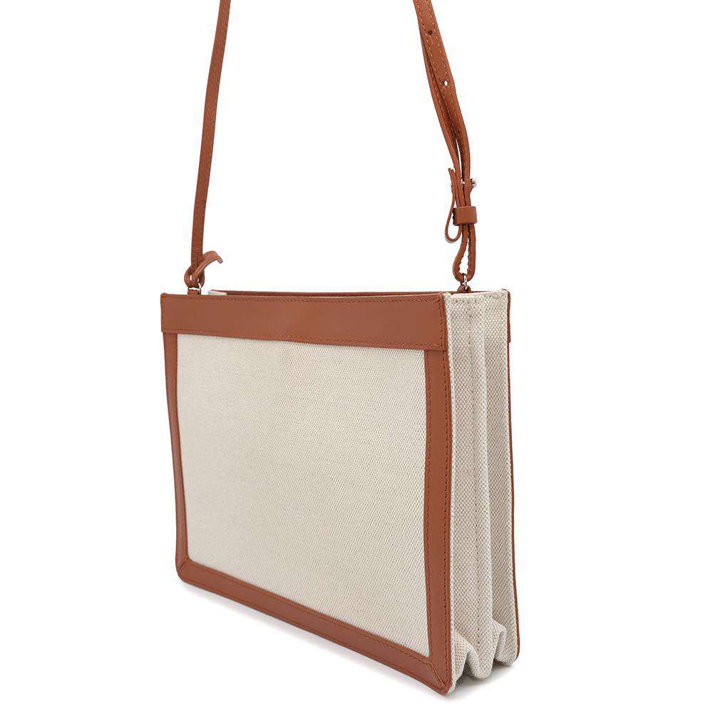 BALENCIAGA NavyPochette White/Brown339937 Canvas Leather