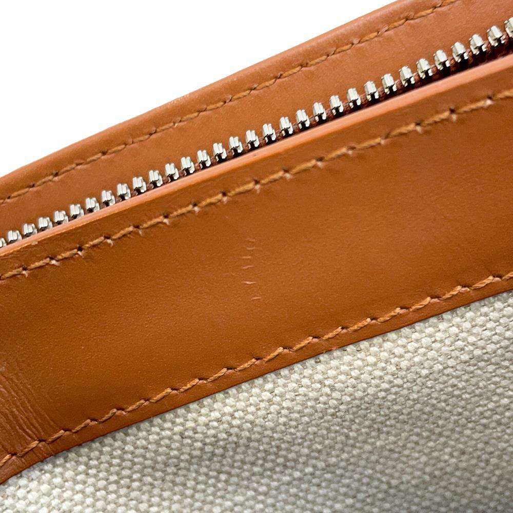 BALENCIAGA NavyPochette White/Brown339937 Canvas Leather