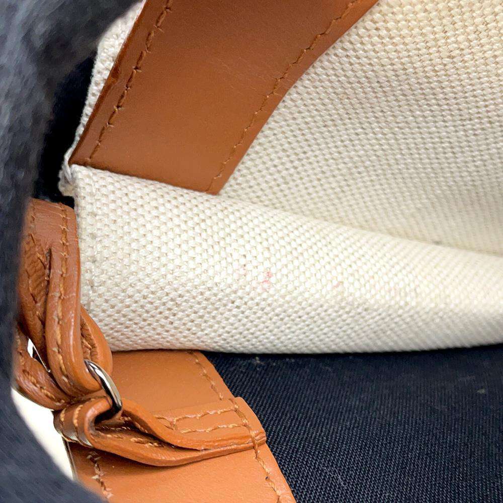 BALENCIAGA NavyPochette White/Brown339937 Canvas Leather