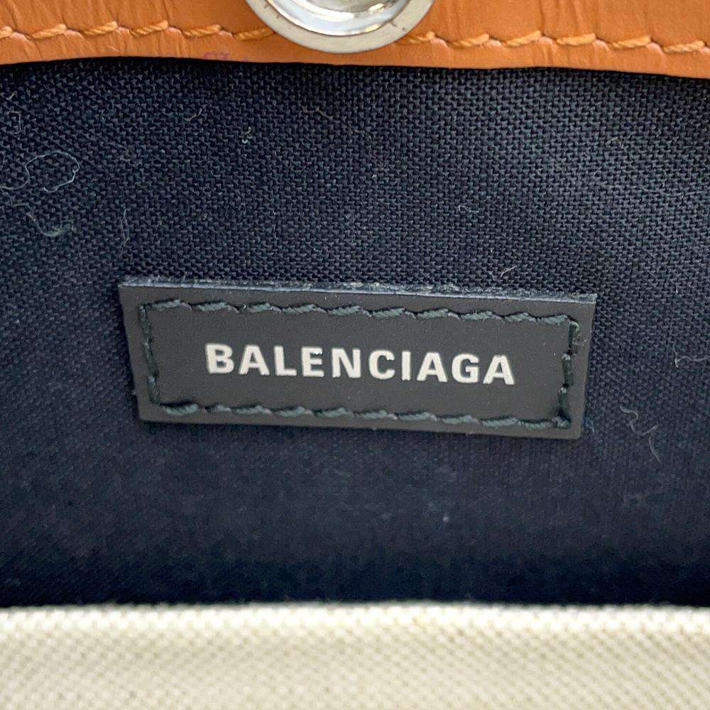 BALENCIAGA NavyPochette White/Brown339937 Canvas Leather