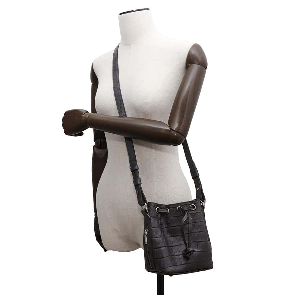 SAINT LAURENT PARIS Emmanuel Bucket 2WAY Shoulder GrayVAR340240 Embossed Leather