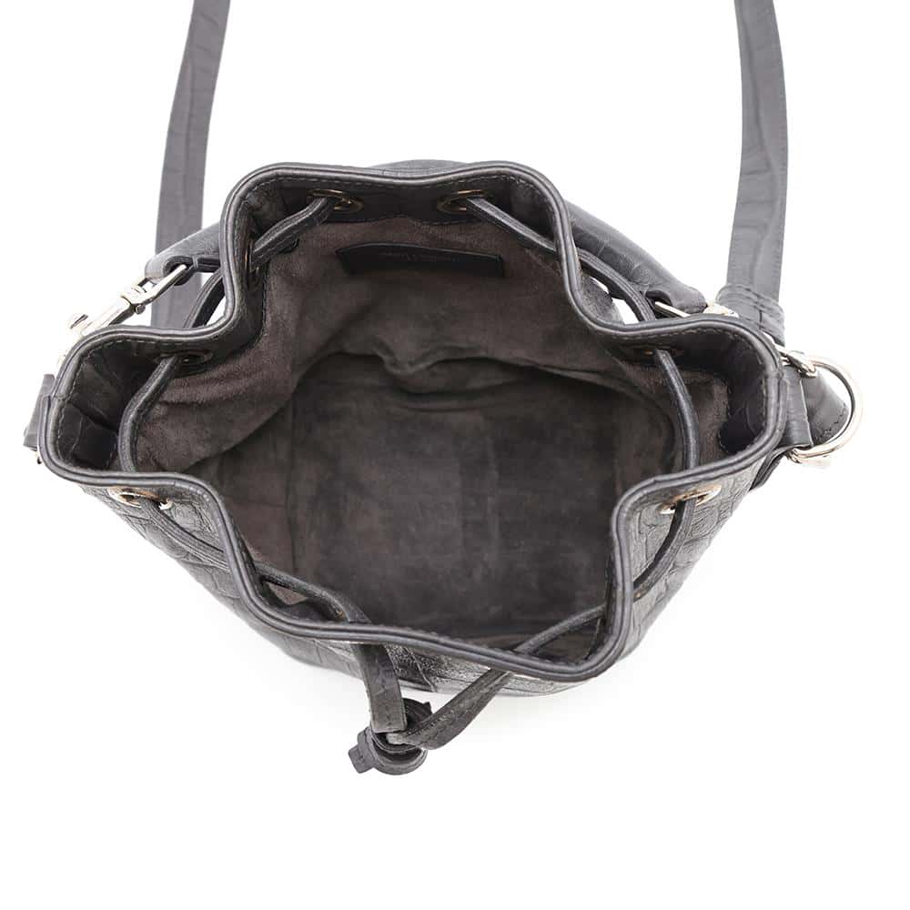 SAINT LAURENT PARIS Emmanuel Bucket 2WAY Shoulder GrayVAR340240 Embossed Leather