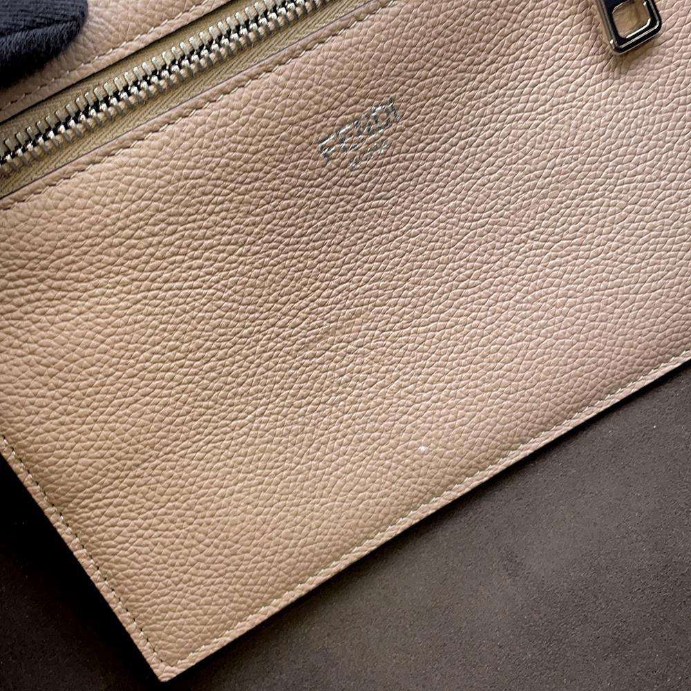 FENDI Tote Bag Greige7VA610 Leather