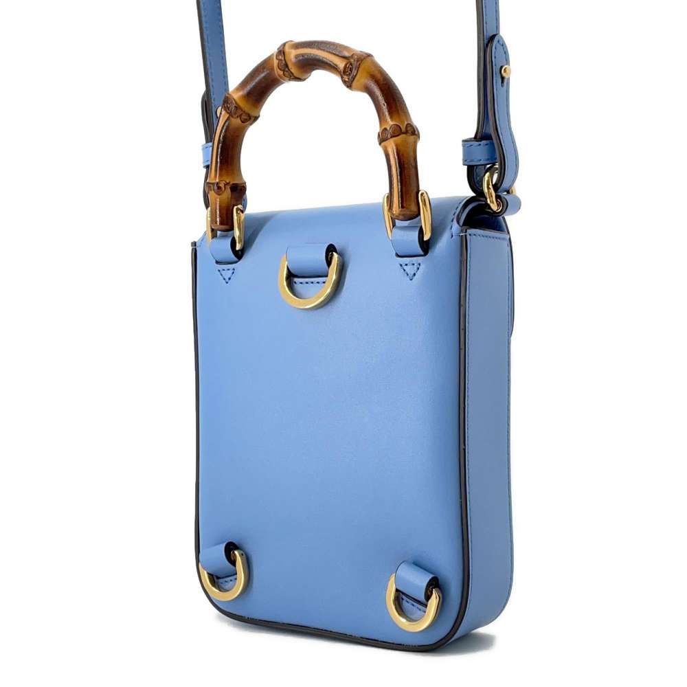 GUCCI Bamboo 3WAYBag Light Blue702106 Leather