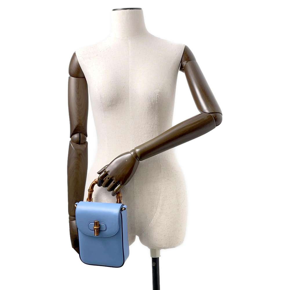 GUCCI Bamboo 3WAYBag Light Blue702106 Leather