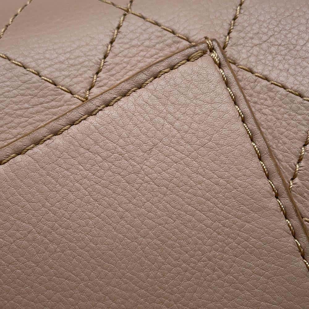 CHANEL Matelasse W-Flap W-Chain Shoulder Bag BeigeA01112 Leather