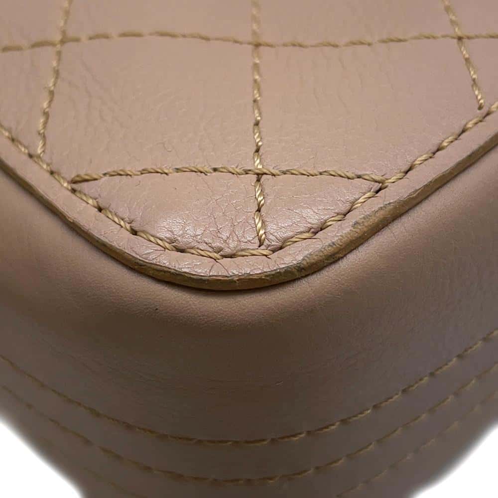 CHANEL Matelasse W-Flap W-Chain Shoulder Bag BeigeA01112 Leather