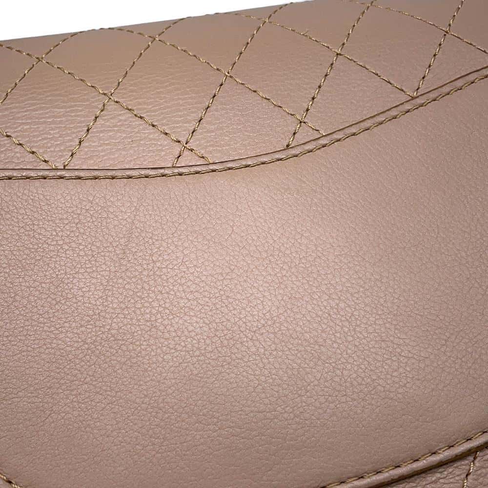 CHANEL Matelasse W-Flap W-Chain Shoulder Bag BeigeA01112 Leather