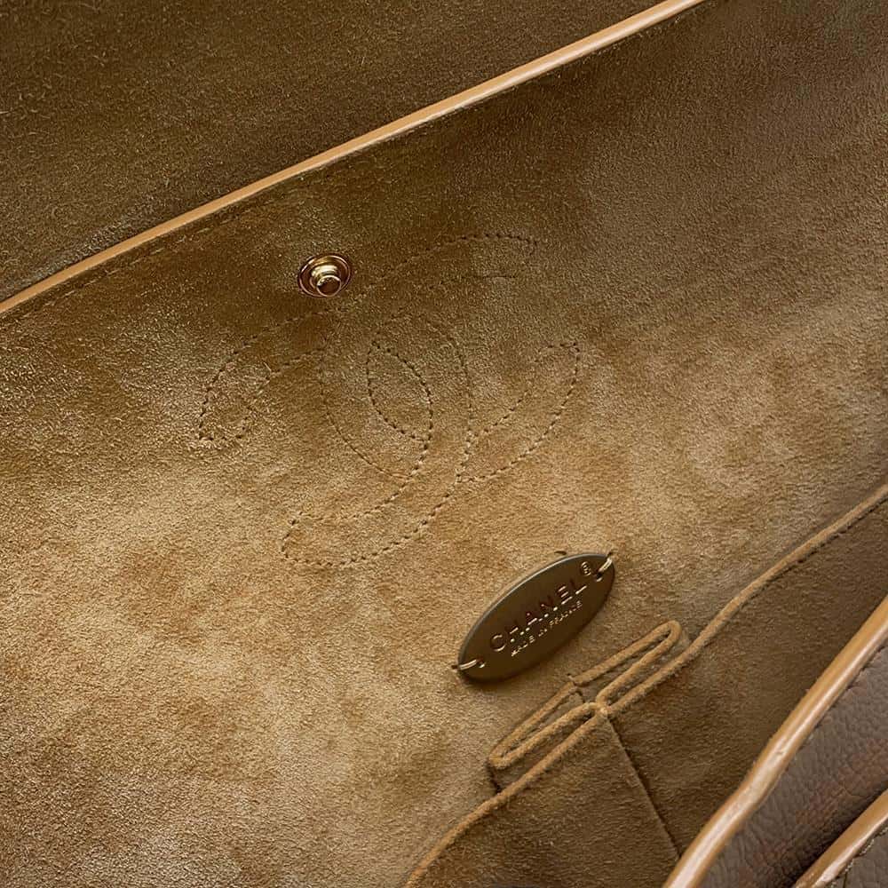 CHANEL Matelasse W-Flap W-Chain Shoulder Bag BeigeA01112 Leather