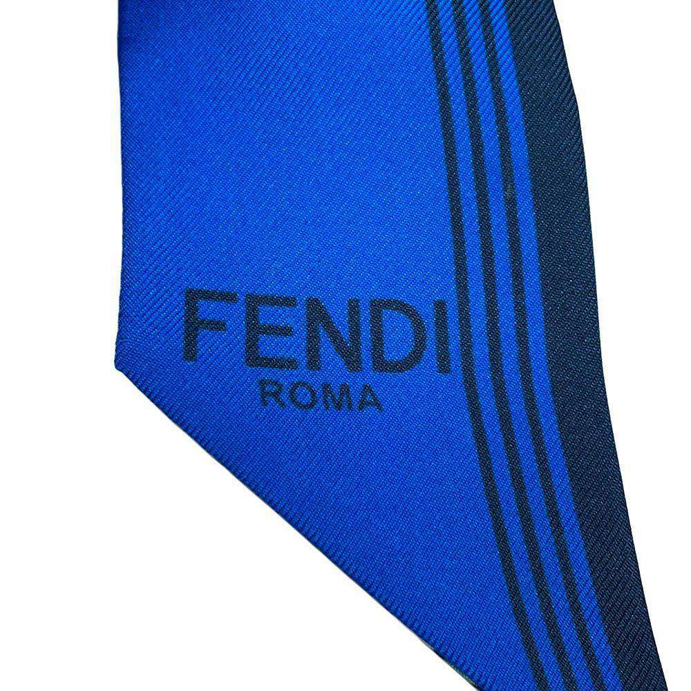 FENDI Lappy Flower Pattern Scarf Blue/MulticolorFXT011 Silk100%