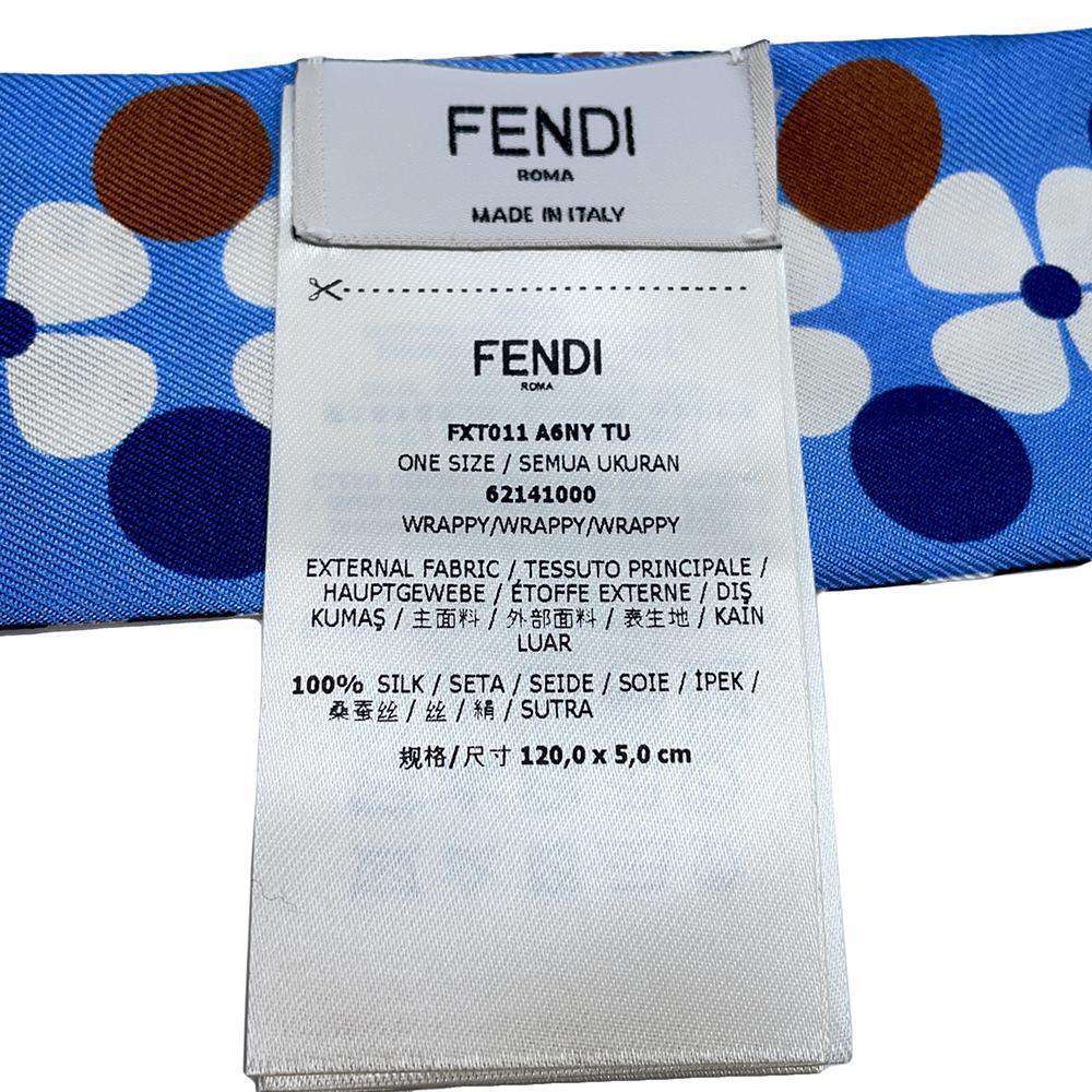 FENDI Lappy Flower Pattern Scarf Blue/Brown/MulticolorFXT011 Silk100%