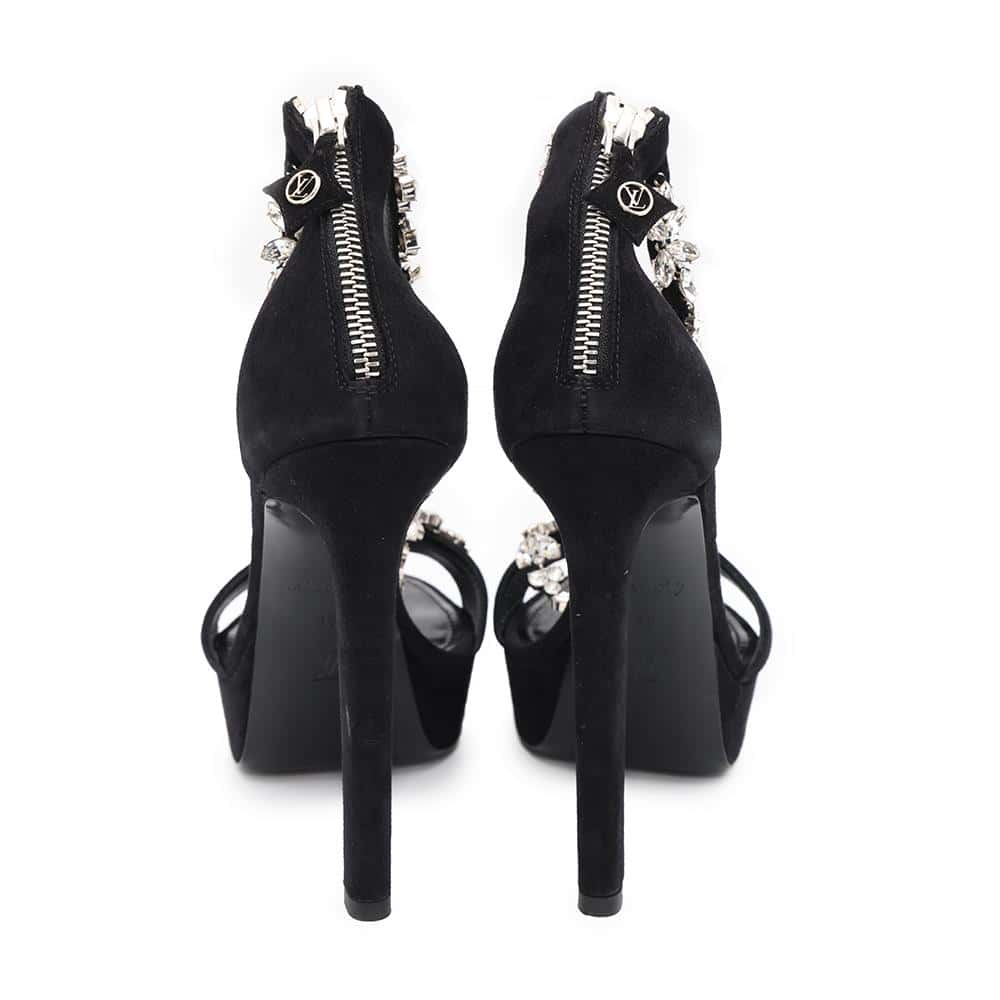 LOUIS VUITTON LV Circle Flower Bijoux Sandals Black suede Size 38