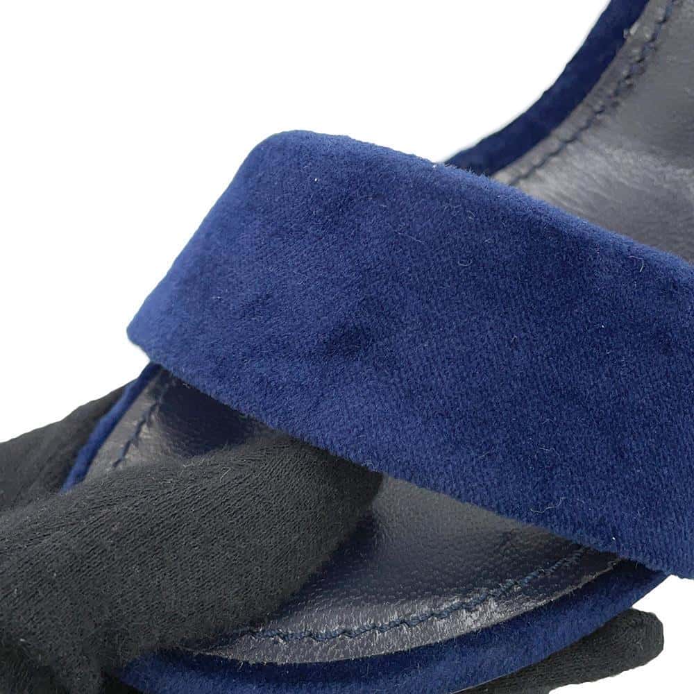 LOUIS VUITTON Silhouette Line Back Strap Sandals Navy Velvet Rhinestone Size 38
