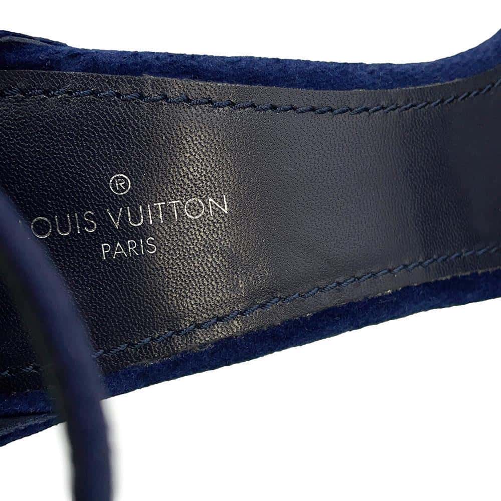 LOUIS VUITTON Silhouette Line Back Strap Sandals Navy Velvet Rhinestone Size 38