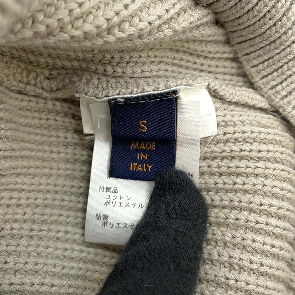 LOUIS VUITTON 21Stainless Steel Stitched Teddy Pullover Size S Beige1A8P3Z Cotton56% Polyester44%