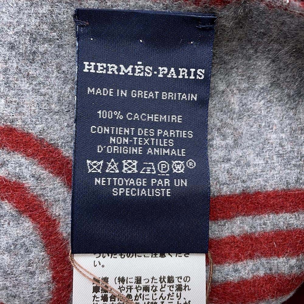 HERMES Casaque Key Collection Rouge H/Gris・Cine Clair Cashmere 100%