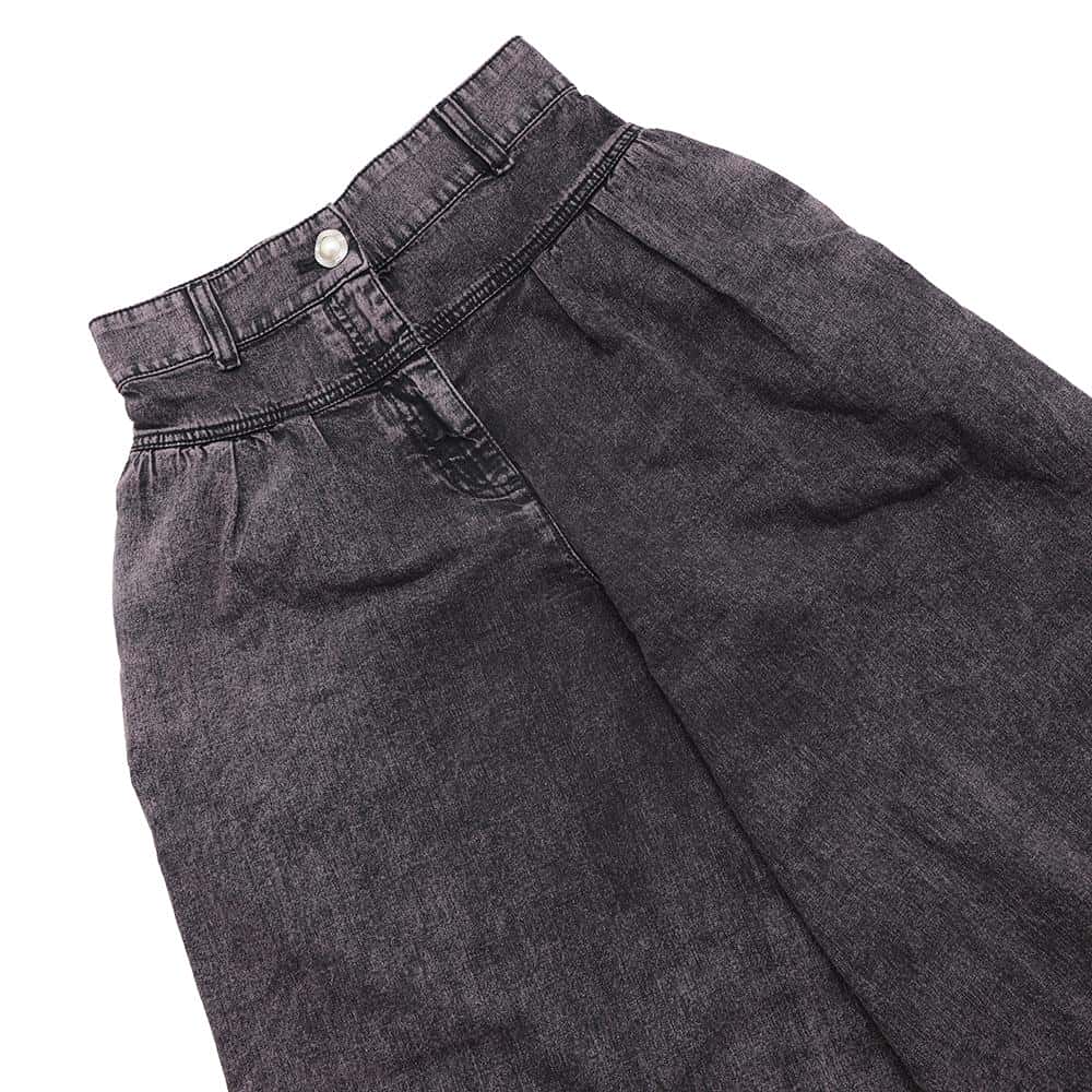 CHANEL Wide denim pants Size 34 Pink/GrayP73404 Cotton100% Faux Pearl