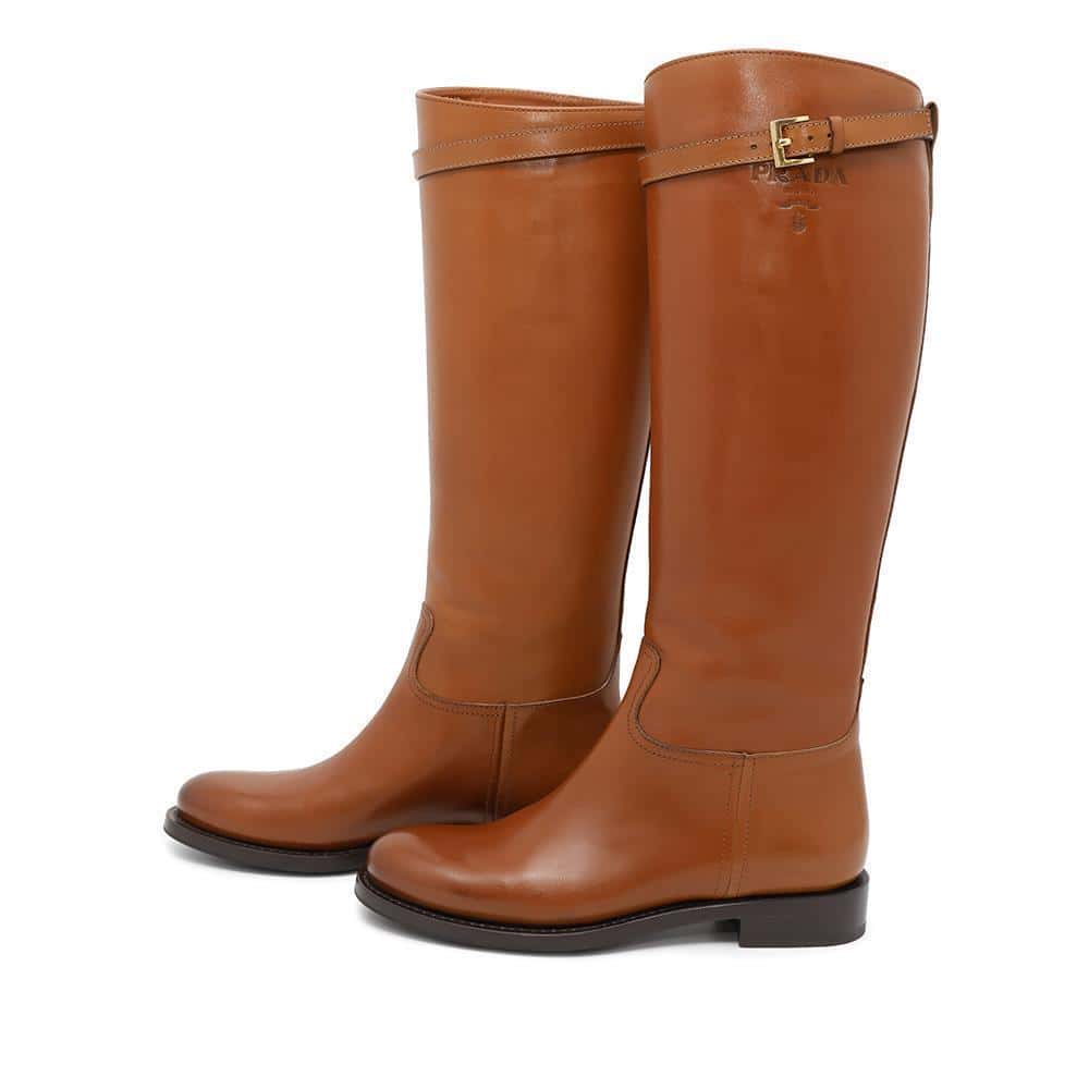 PRADA Knee-high boots Brown1W175M Leather Size 38