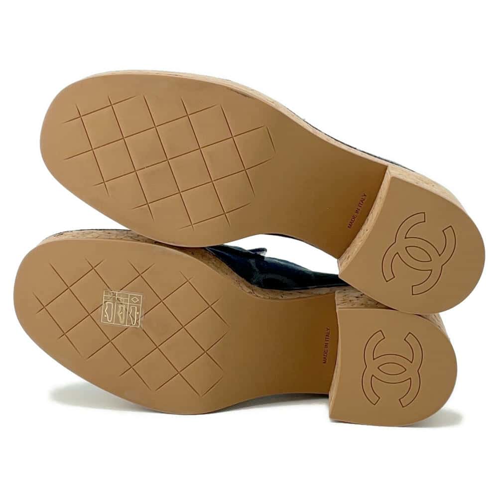 CHANEL CC logo loafers BlueG45142 Denim Size 36 1/2C