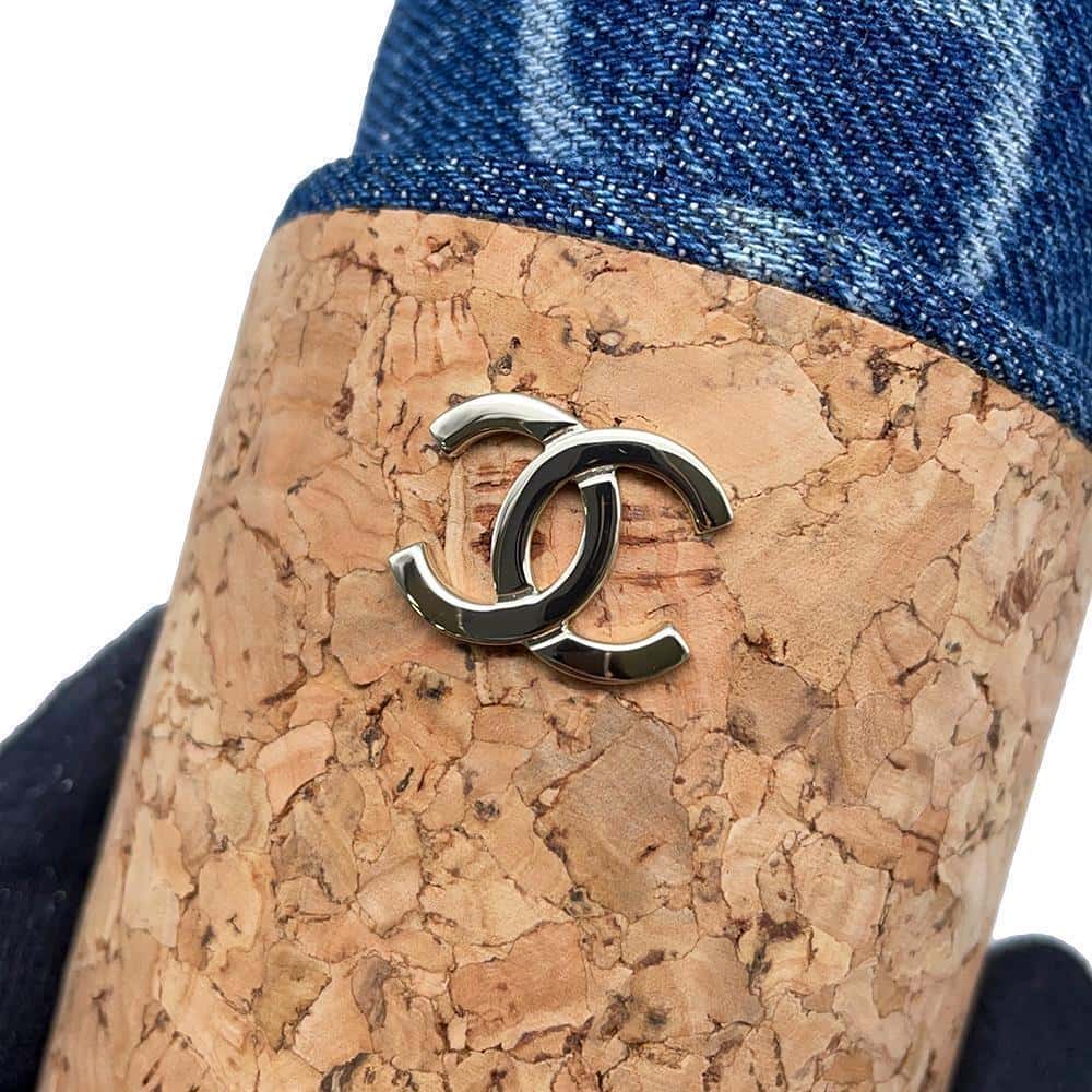 CHANEL CC logo loafers BlueG45142 Denim Size 36 1/2C