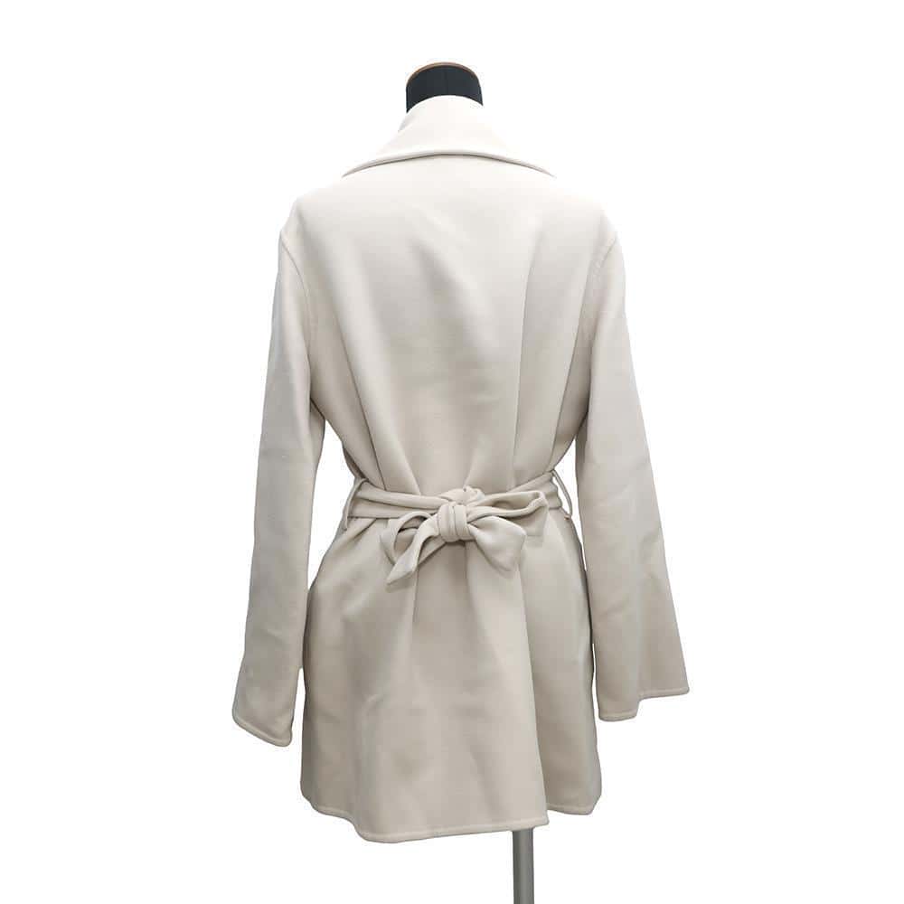 HERMES Chaine d'Ancre Coat Size 36 Light Gray Wool 100%