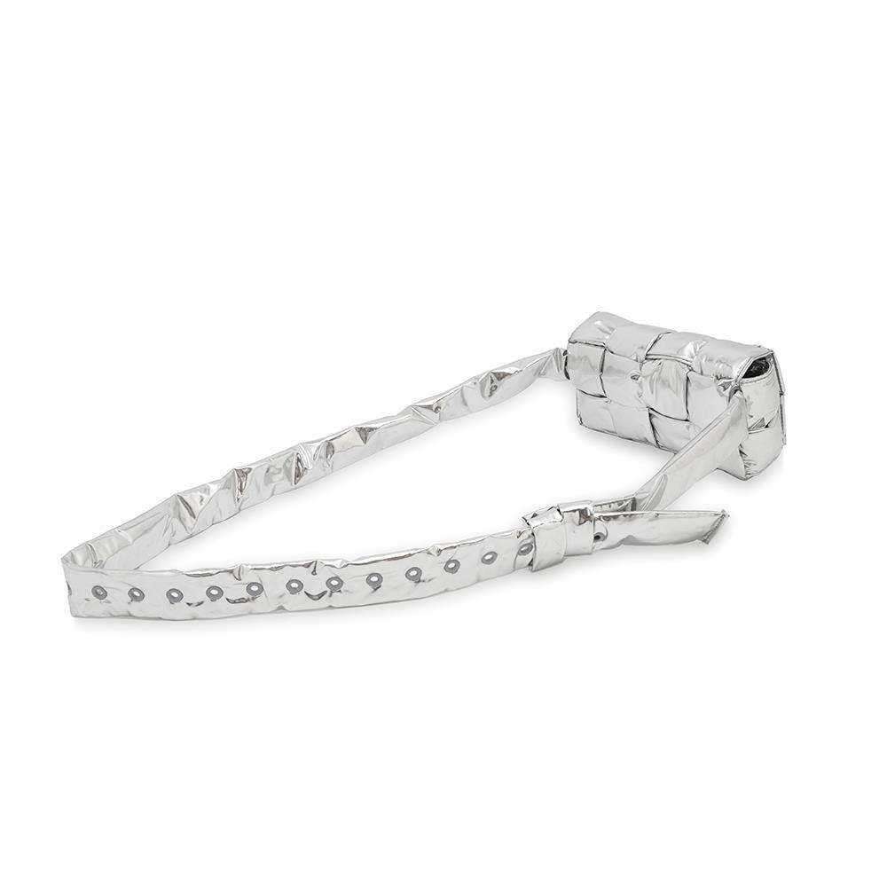 Bottega Veneta Cassette Waist Bag Silver Polyurethane