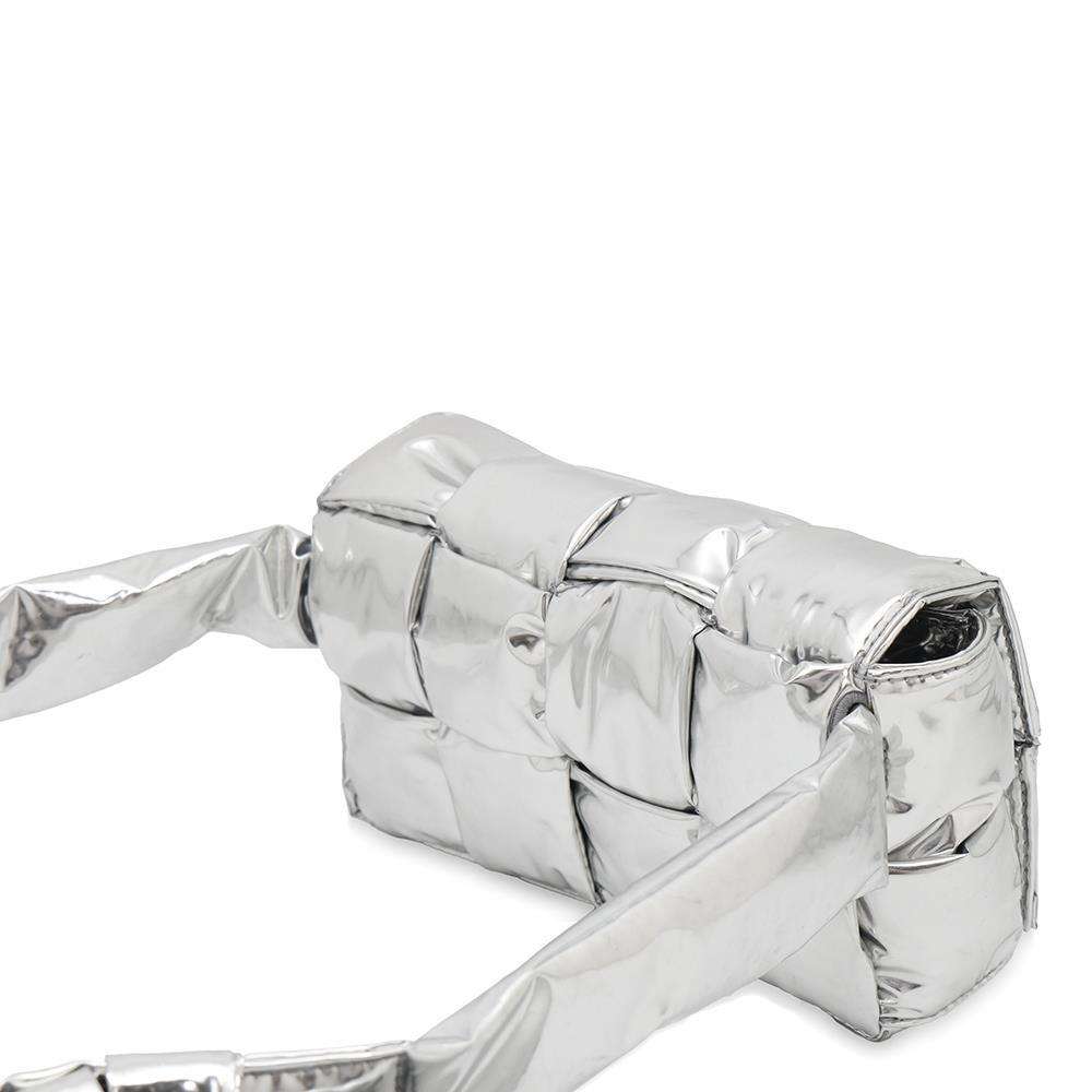 Bottega Veneta Cassette Waist Bag Silver Polyurethane