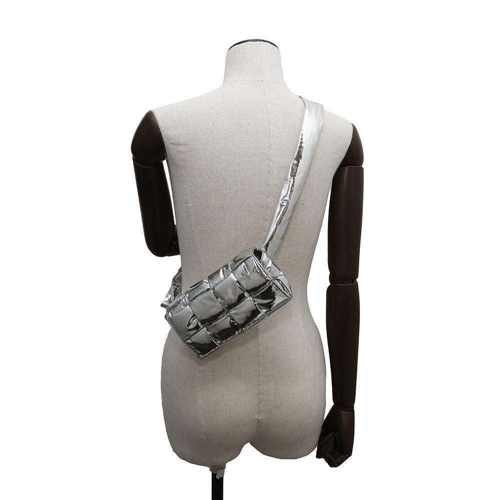 Bottega Veneta Cassette Waist Bag Silver Polyurethane