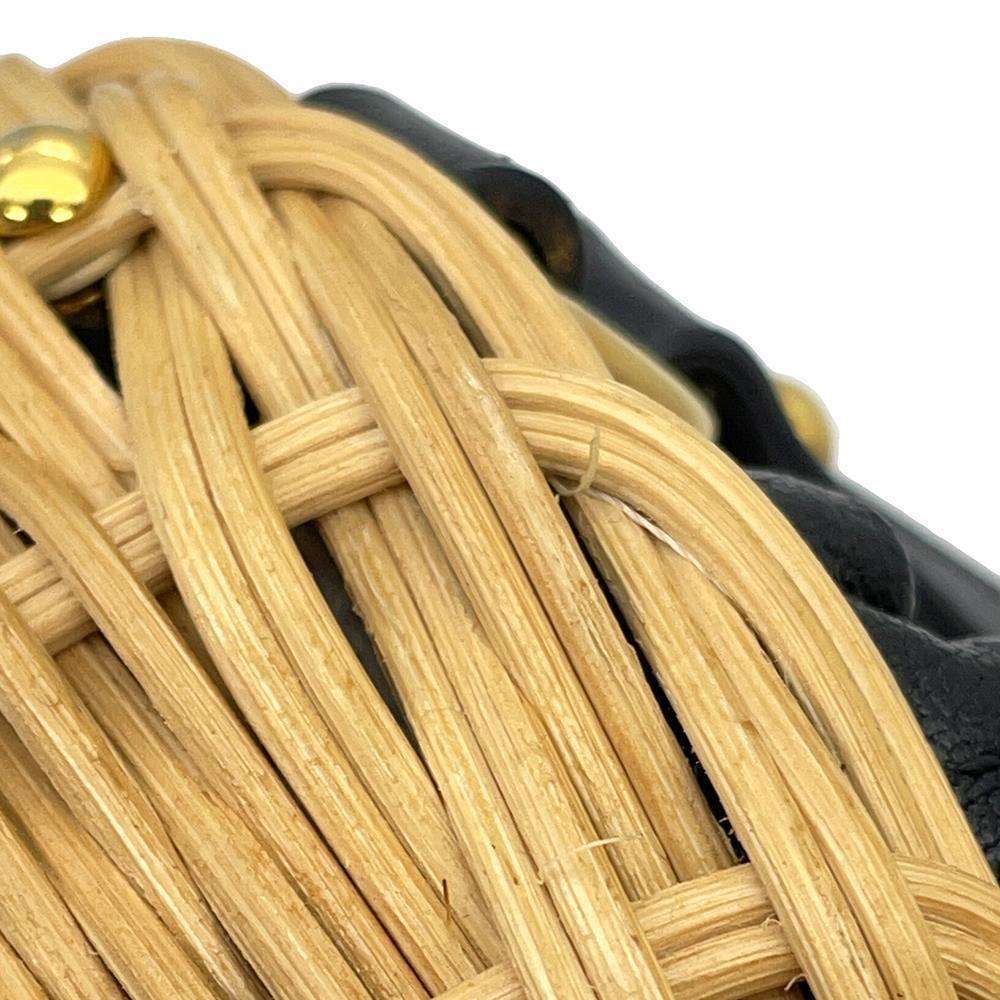 GUCCI Horsebit basket bucket bag Beige/Black649852 Straw Leather