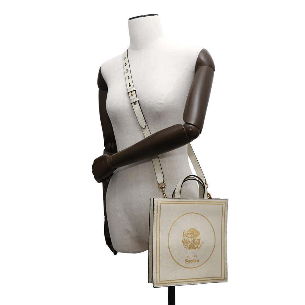 GUCCI Garden 2WAY Handbag Ivory513909 Leather