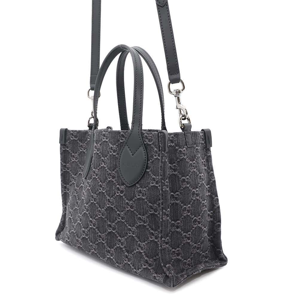 GUCCI Ophidia Medium Tote Black772183 GGDenim Leather
