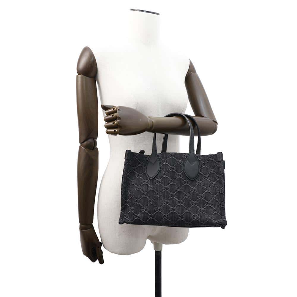 GUCCI Ophidia Medium Tote Black772183 GGDenim Leather