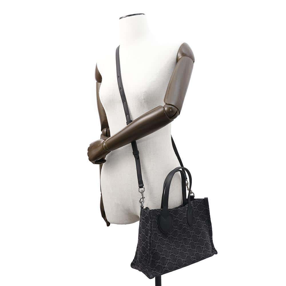 GUCCI Ophidia Medium Tote Black772183 GGDenim Leather
