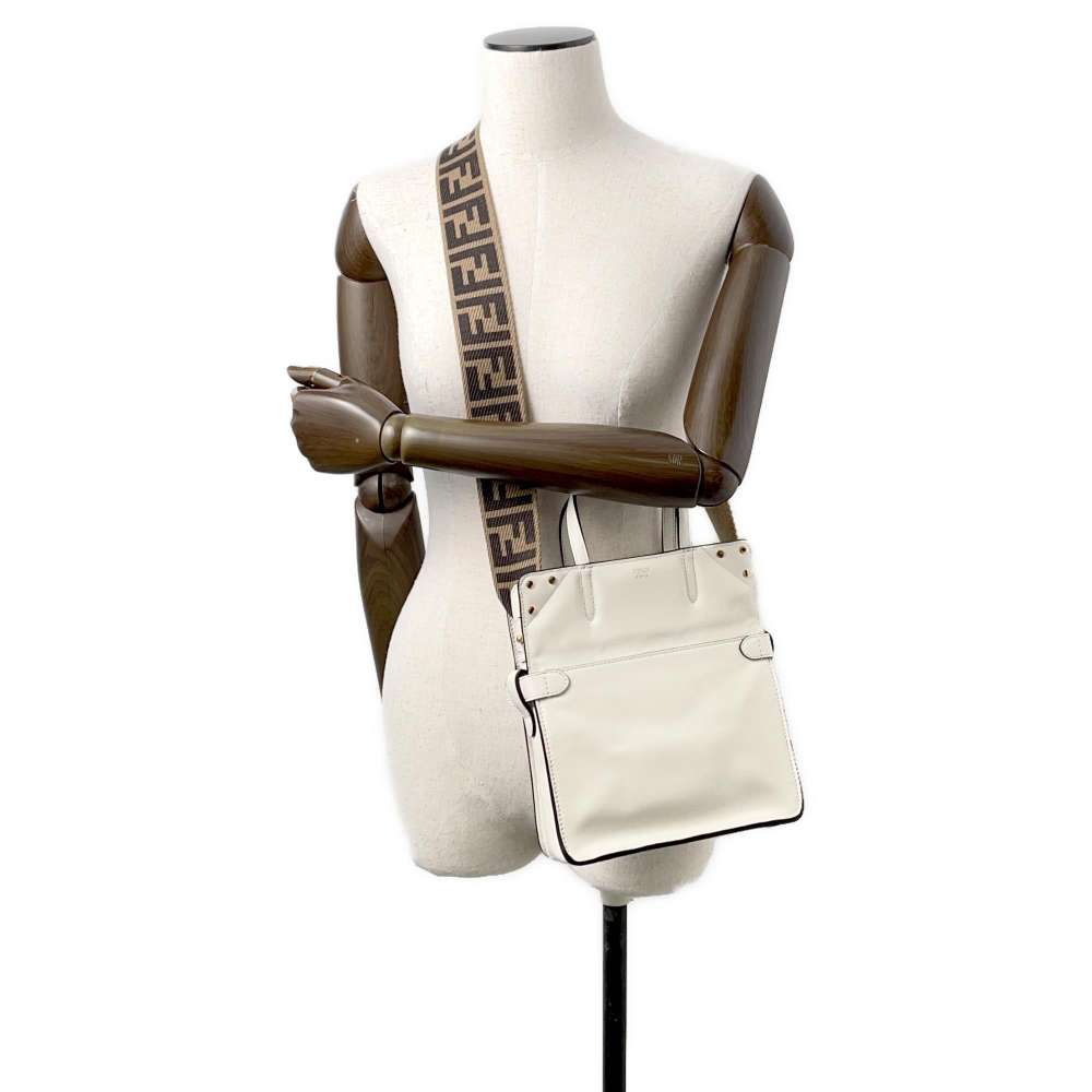 FENDI Flip Small White8BT306 Leather