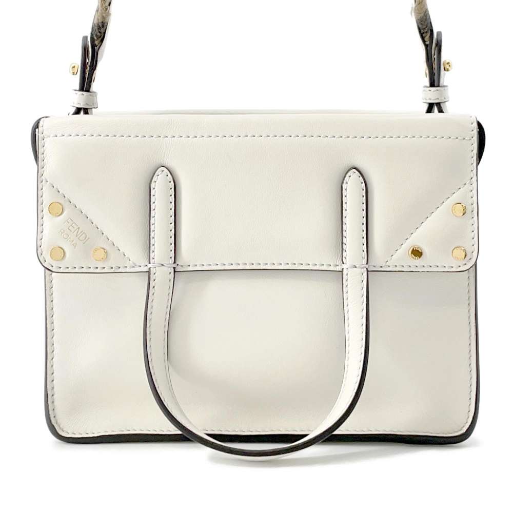 FENDI Flip Small White8BT306 Leather