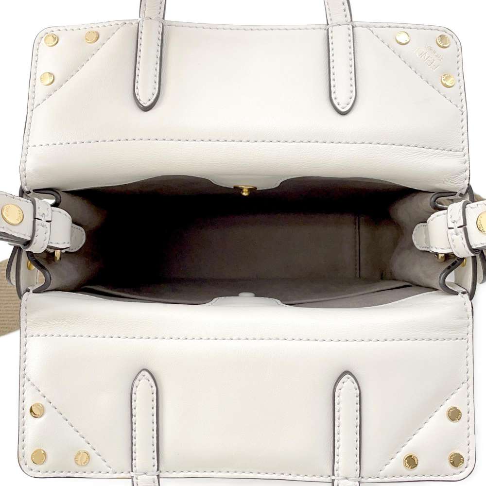 FENDI Flip Small White8BT306 Leather