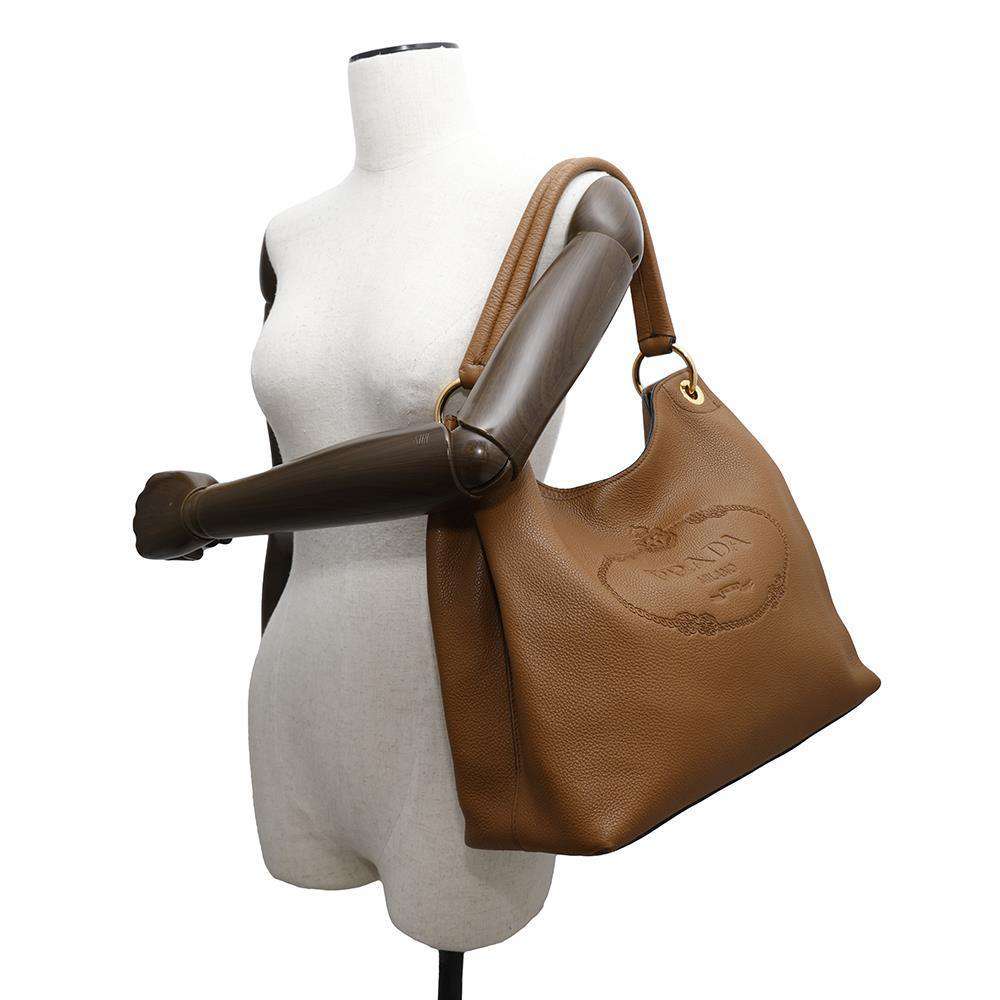 PRADA Logo One Shoulder Bag Brown1BC051 Leather