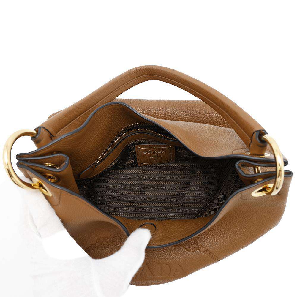 PRADA Logo One Shoulder Bag Brown1BC051 Leather